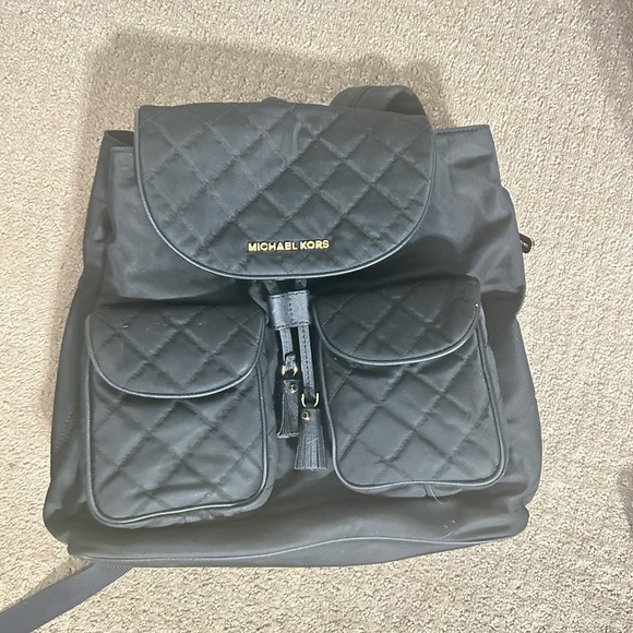 Michael Kors Black Quilted Backpack with Drawstring Closure - Picture 1 of 1